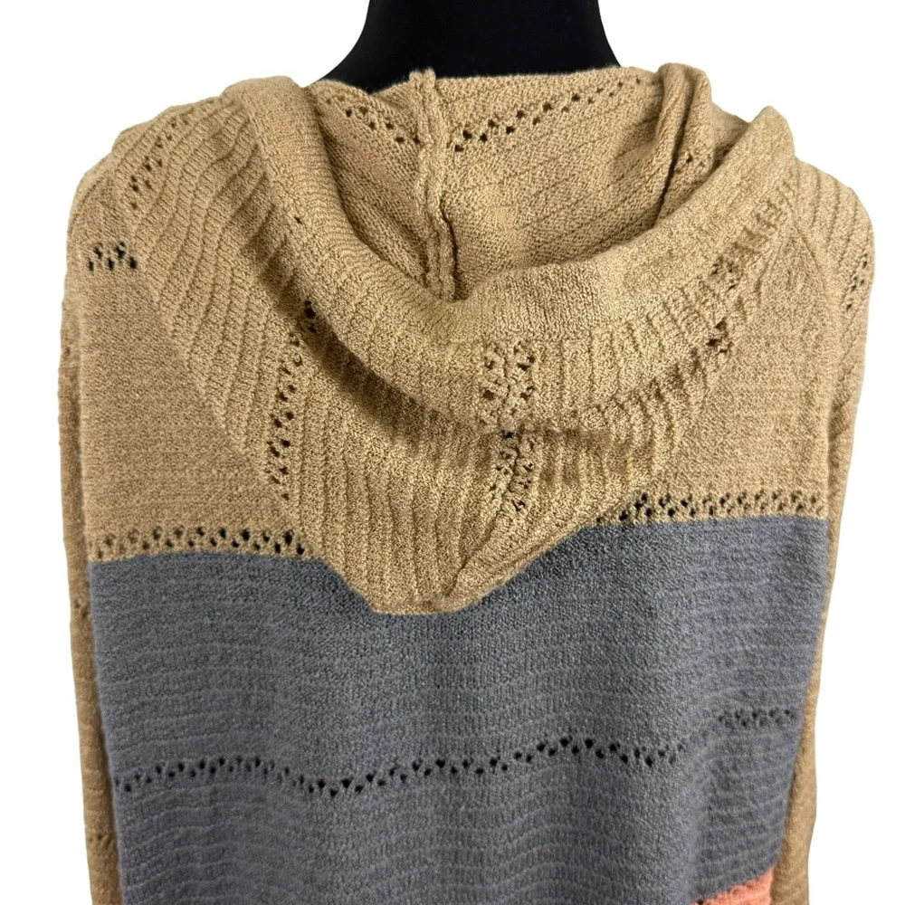 Plus Size Knit Colorblock Jacket Full Zip Hooded Size 2XL XXL - Picture 10 of 14